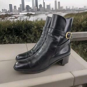 Salvatore Ferragamo Womens Leather Strappy Buckle Ankle Boots US 7 AA Dark Brown